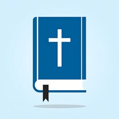 Obraz premium A stylized depiction of a closed book with a white cross on the cover