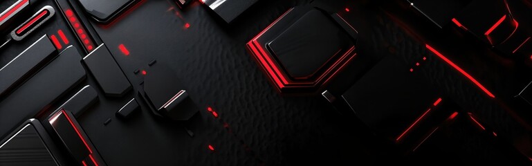 Fototapeta premium Futuristic and dynamic abstract background design with dark shapes and red accents