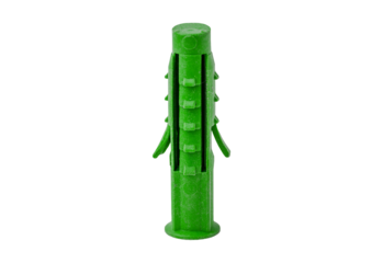 Green plastic wall anchor isolated on transparent background