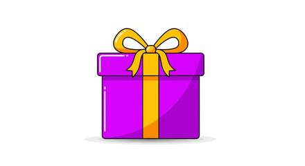 Fototapeta premium Vibrant Purple Gift Box with Golden Ribbon and Bow.