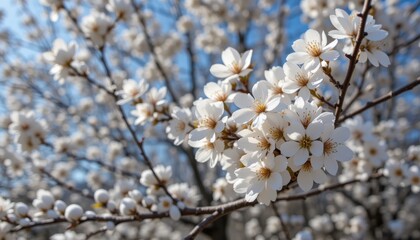 Fototapeta premium Close up Snowy blossoms on a sunny day