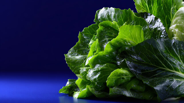 Fresh green lettuce glistens, displaying its crisp leaves with vibrant color, presenting picture of healthy freshness and vitality for healthy eating