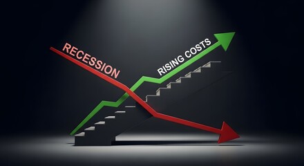 Economic recession and rising costs inflation crisis concept visualization