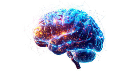 Artificial intelligence neural network isolated on transparent background