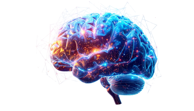 Artificial intelligence neural network isolated on transparent background