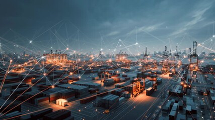 Macro composition of digital connections linking factories, warehouses, and retailers, symbolizing supply chain data insights, supply chain data insights - Powered by Adobe