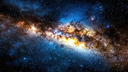 Obraz premium Vibrant galaxy with swirling stars and cosmic colors, showcasing beauty of universe