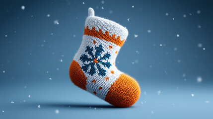 Knitted Christmas Stocking with Snowflake Pattern