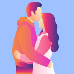 VALENTINE VECTOR DESIGN COUPLE HAND WITH ROMANTIC COLOUR HUG COUPLE