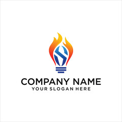letter S lamp fire logo vector