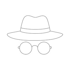 Hat and Glasses Line Drawing