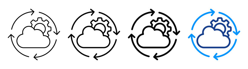 Fototapeta premium Cloud Automation Icon Different Style Outline Collection Set