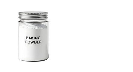 A jar of baking powder isolated on transparent background, a leavening agent