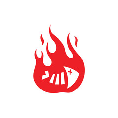 grilled fish over high heat logo vector