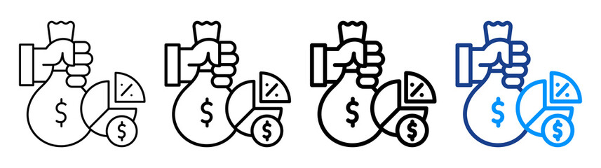 Dividends Icon Different Style Outline Collection Set