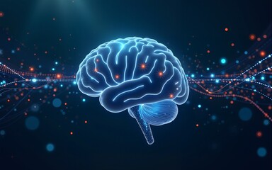 Illustration of abstract stream information. Generate image, video from prompt concept. Big data, technology, AI, data transfer, data flow, generative ai, large language model, ai brain background