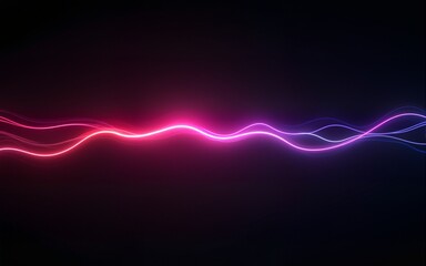 Neon futuristic flashes on black background. Motion light lines backdrop. For banner, postcard, illustration. Created with generative AI tools. High quality