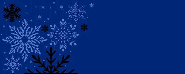 a wintry night: snowflakes falling on a deep blue canvas