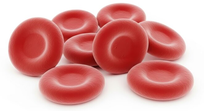 Close up of red blood cells on white background