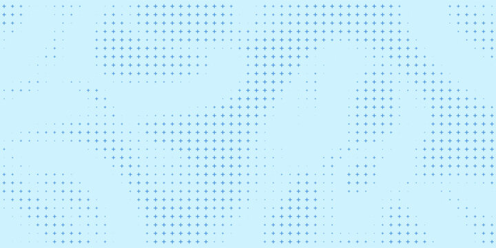 Blue plus symbols of different sizes and opacity. Blue Medical Plus Pattern