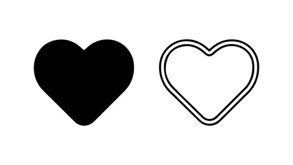 Heart icons with outline and solid fill with transparent background