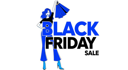 Black friday sale with woman holding shopping bags