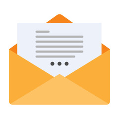 Orange envelope with a letter, vector illustration