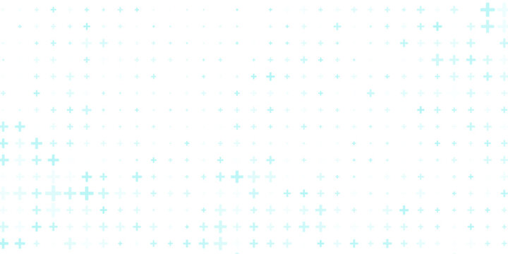 Healthcare medical background. Light blue cross pattern. Math plus symbol wallpaper. Tech backdrop for presentation, banner, booklet, brochure, leaflet. Vector hospital pattern template
