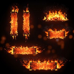 Fiery banner templates with flames