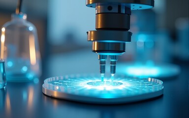 robotic arm working on a microplate in the laboratory, representing precision in crispr gene editing technology, marking a breakthrough in biotechnology and molecular research. High quality