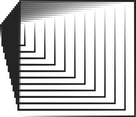 Square blended line effect. Geometric shape, digital, tech, media