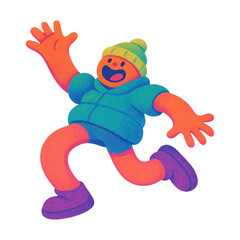 Obraz premium PNG Joyful cartoon character jumping