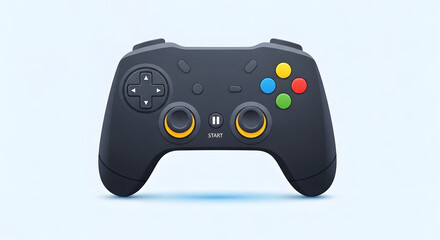 A close-up studio shot of a modern, black wireless game controller.