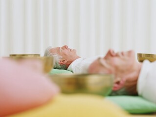 Authentic Senior Wellness Retreat Sound Healing Calm Lifestyle Content for Healthcare and Holistic Therapy Marketing