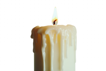 Burning candle wax drips isolated on a transparent background