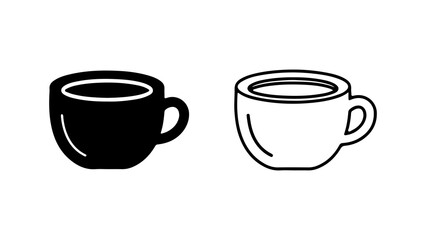 Coffee cups outline with transparent background
