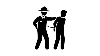 Police officer arresting suspect with transparent background