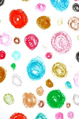 collection of colorful crayon or pastel strokes on a white background