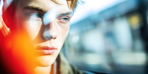 Authentic Young Adults Reflective Train Journey Emotional Content for Editorial Use in Lifestyle Marketing