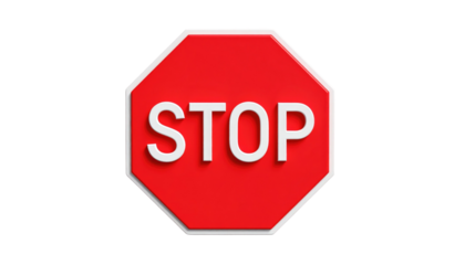 Isolated red stop sign with a white border and "STOP" text on a black background