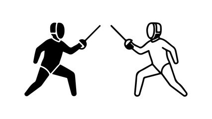 Fencing duel with transparent background