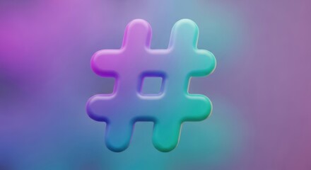Obraz premium 3d hashtag symbol with vibrant gradient colors