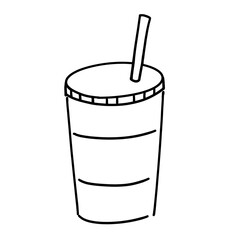 シンプルなアイスコーヒーの線画イラスト