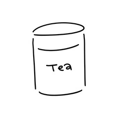 シンプルな紅茶缶の線画イラスト