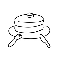 シンプルなホットケーキの線画イラスト