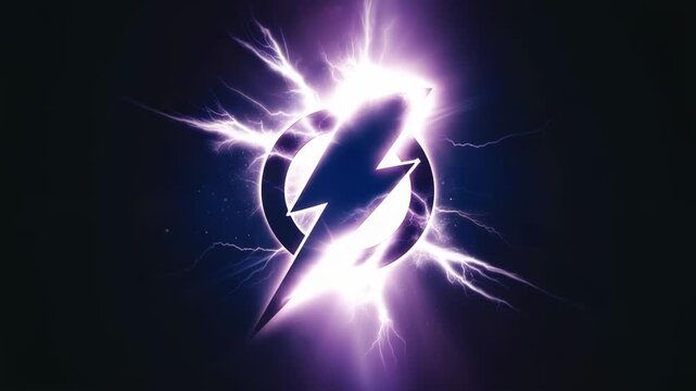 Epic bolt of lightning strikes through a cosmic circle logo