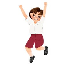 happy boy jumping