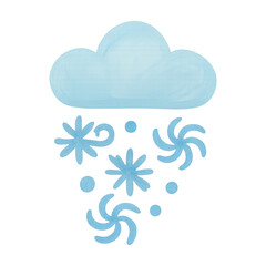 PNG Whimsical cloud with snowflakes