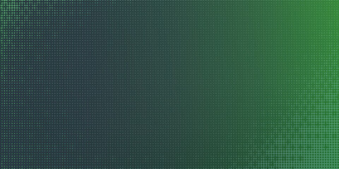 Dither Pattern Bitmap Texture Halftone Gradient Vector Wide Abstract Background. Glitch Screen With Flicker Pixels Effect Panoramic Backdrop. 8 Bit Pixel Art Retro Video Game Bright Green Decoration