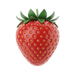3d strawberry icon isolated on transparent background